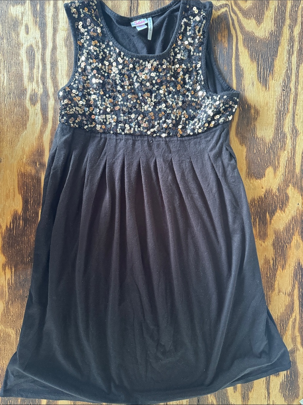 Justice black dress with gold sequins